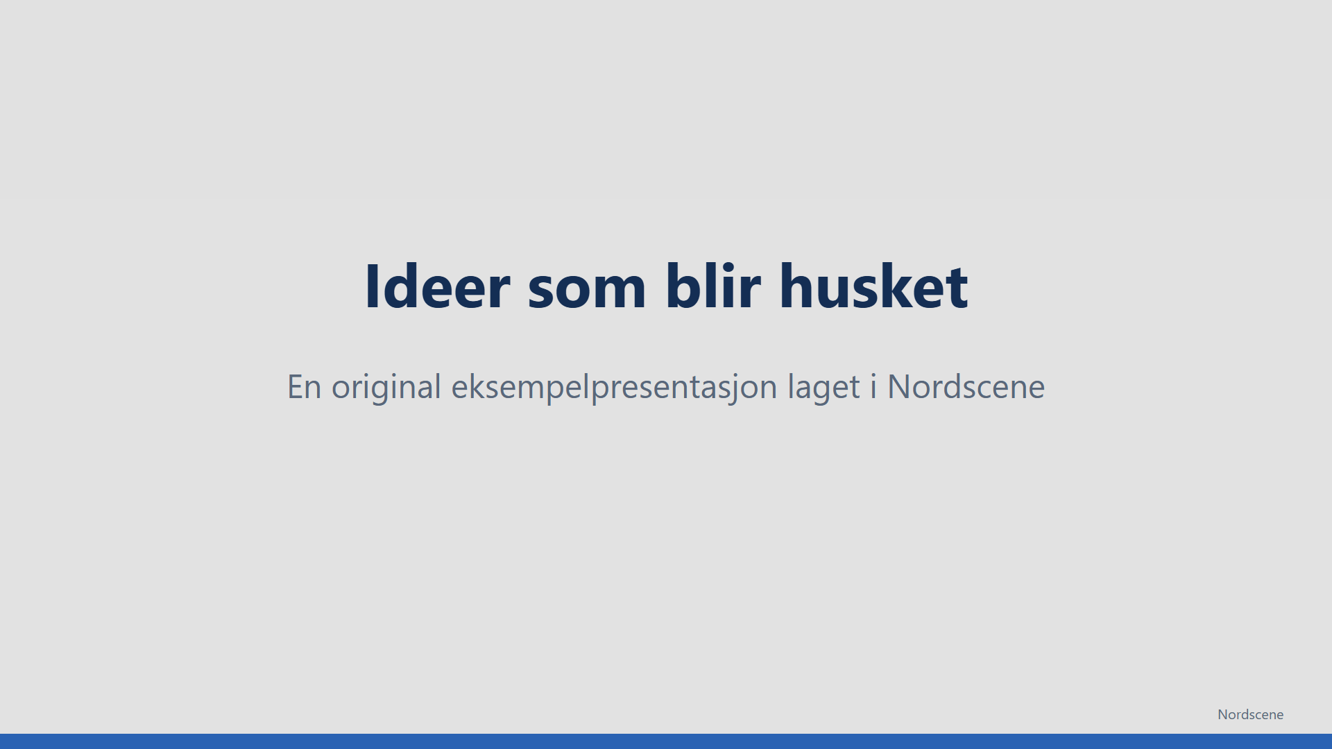 Nordscene-presentasjonen vises i fullskjerm for publikum.